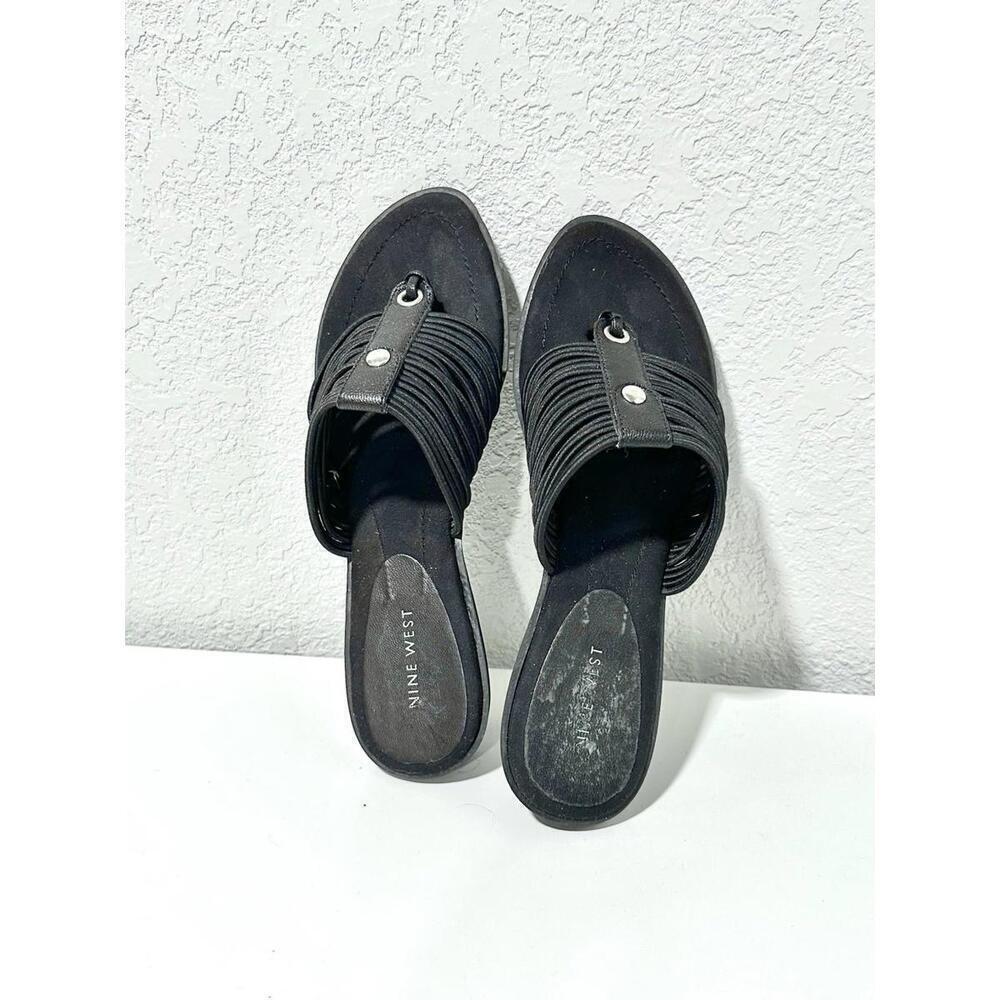 Nine West Womens Sandals Thong Multi Strap Design Black Silver Accent Size 8M - Picture 7 of 7